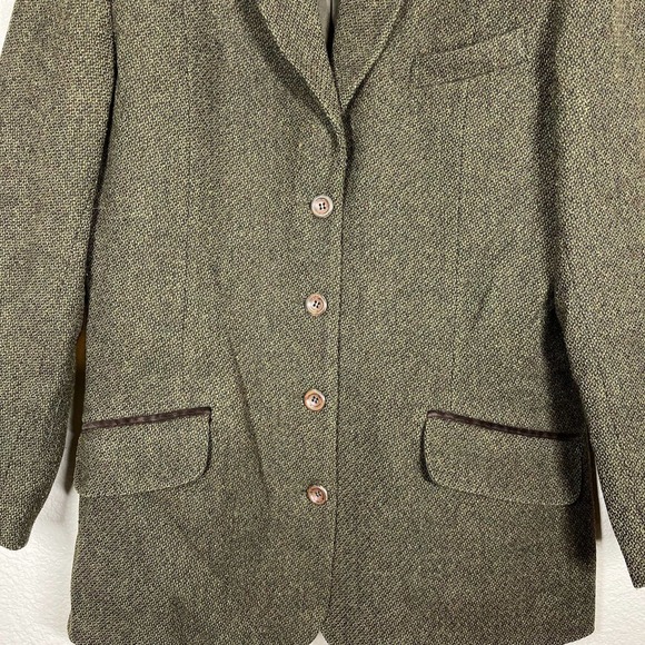 Vintage Mikko Jacket Tweed Velvet Trim Wool Green Women’s Size 42 - Picture 7 of 14
